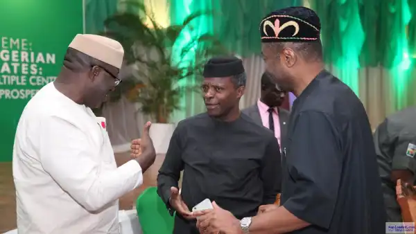 Photo: VP Osinbajo; Fayemi, Ogbeh, Udoma , others at NEC retreat
